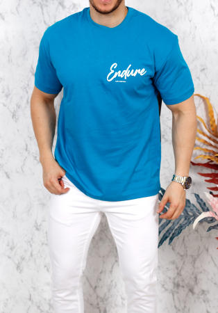 tricou enduro albastru imprimeu spate flower [2]