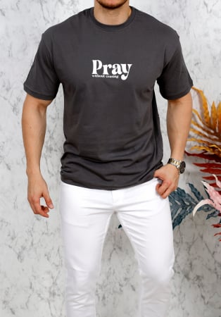 Lichidare de stoc - tricou gri imprimeu piept si spate 04