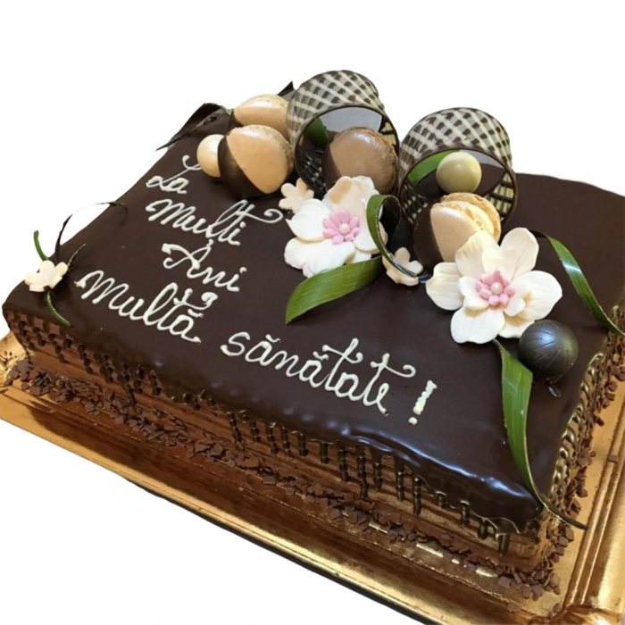 Tort in ciocolata neagra cu flori model 2 [1]