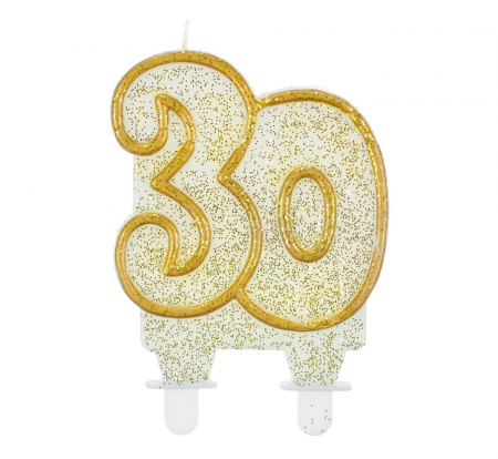 Decoruri Tort - Lumanare aurie cifra 30