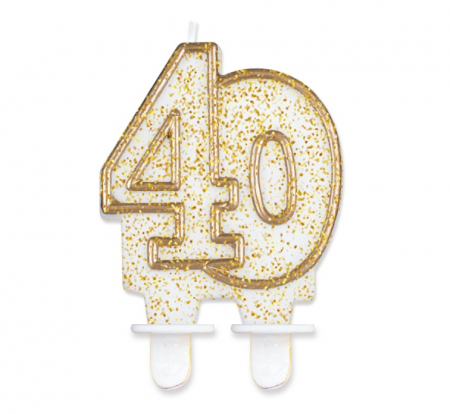 Decoruri Tort - Lumanare aurie cifra 40