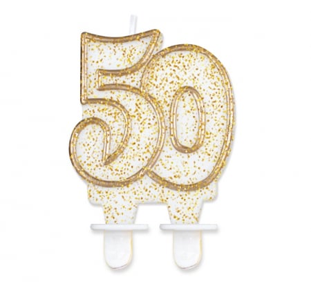 Decoruri Tort - Lumanare aurie cifra 50