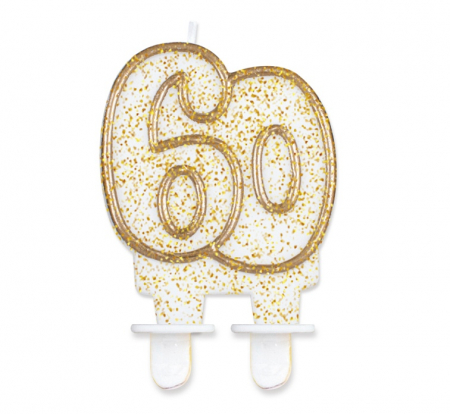 Decoruri Tort - Lumanare aurie cifra 60