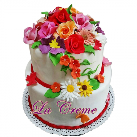 Nunti - Tort aniversar cu flori model 8