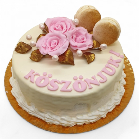 Torturi aniversare - Tort cu trandafiri si macarons 2