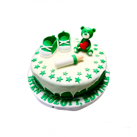 Torturi botez - Tort botez ursulet cu botosei model 2