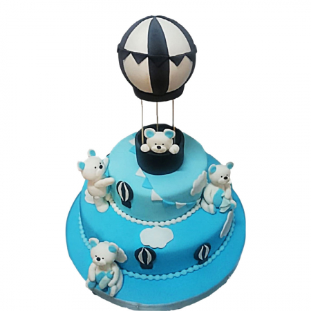 Torturi botez - Tort botez ursuleti in balon