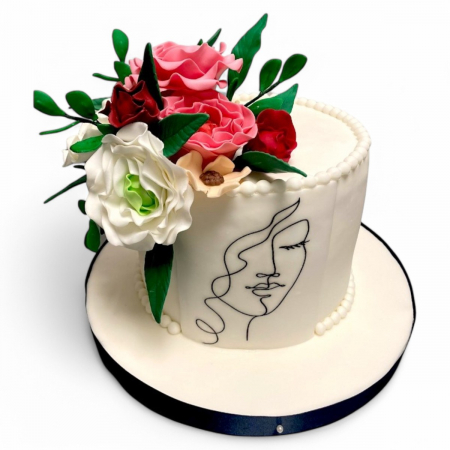 Torturi Majorat - Tort floral cu portret 5