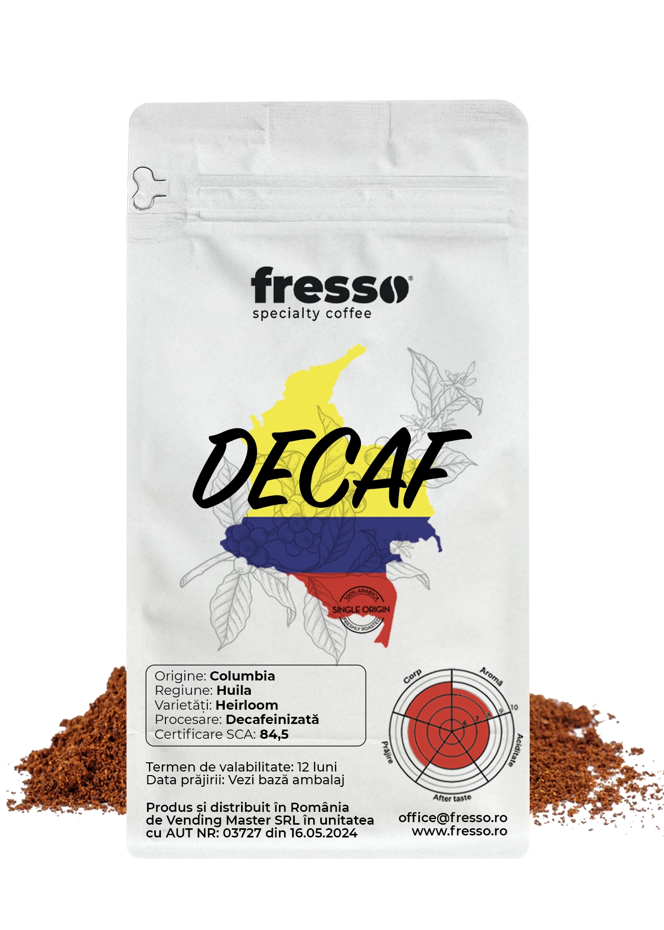 Fresso Columbia Huila cafea de specialitate decofeinizată proaspăt prăjită și măcinată [1]