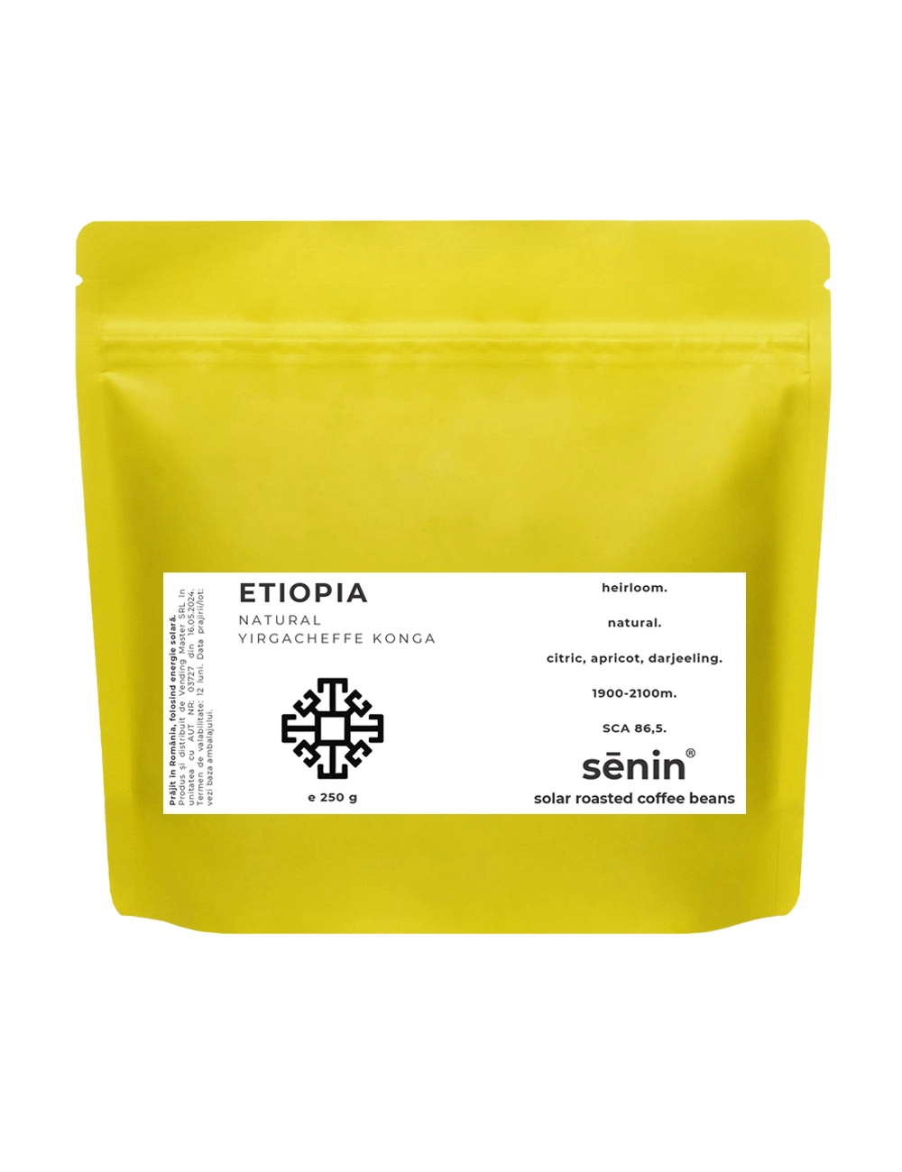 Senin Etiopia Yirgacheffe Konga cafea boabe proaspăt prăjită de specialitate 250g [2]