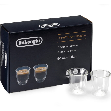 Accesorii espressoare - DeLonghi Espresso Collection set 6 pahare de sticlă termorezistentă, perete dublu, 6x90ml