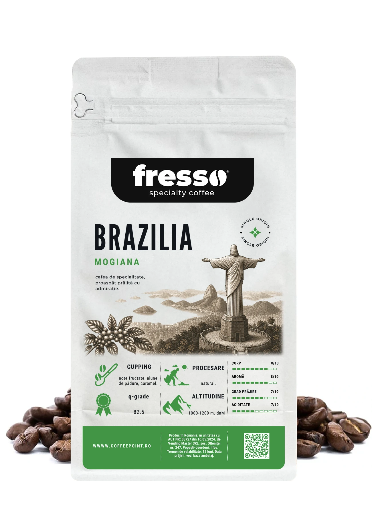Cafea boabe Fresso - Fresso Brazilia Alta Mogiana cafea boabe de origine proaspăt prăjită