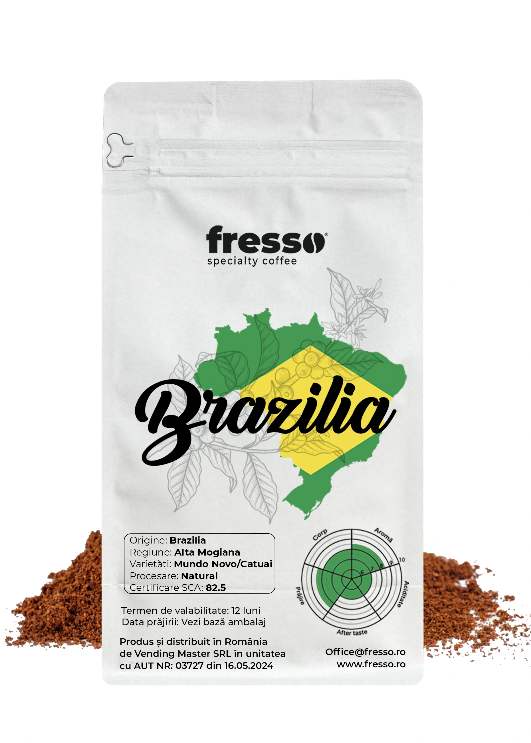 Cafea macinata - Fresso Brazilia Alta Mogiana cafea de origine proaspăt prăjită și măcinată