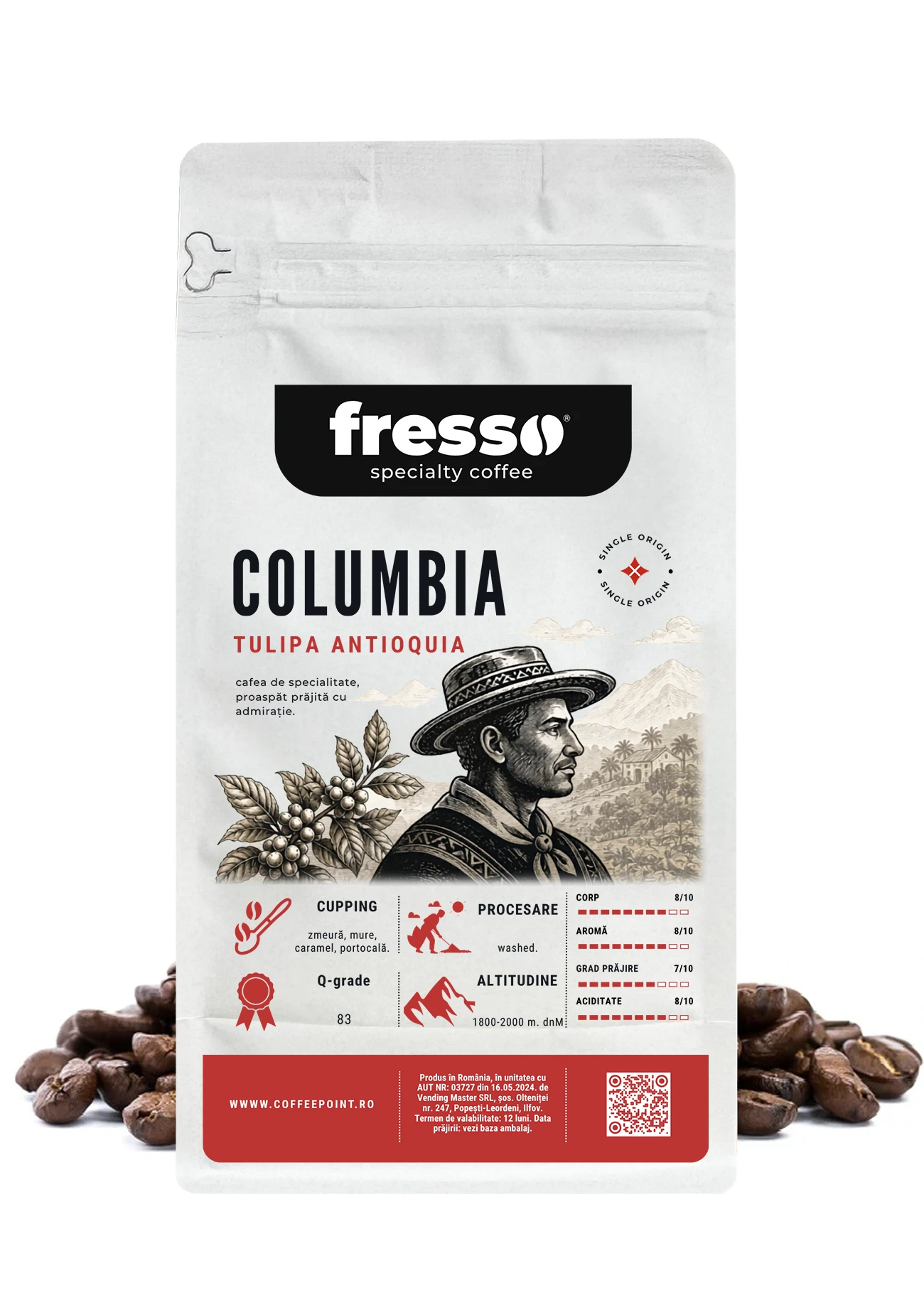 Cafea boabe Fresso - Fresso Columbia Caldas cafea boabe de origine proaspăt prăjită