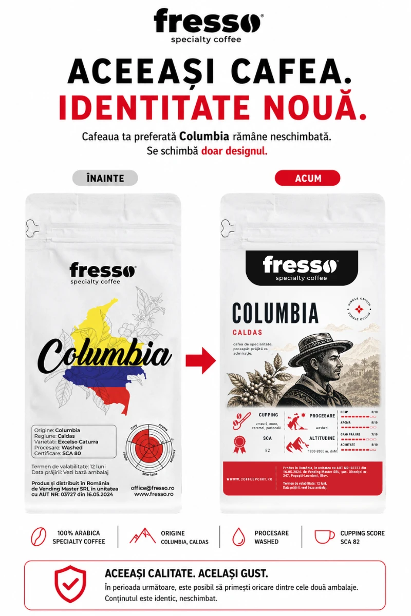 Cafea boabe Fresso - Fresso Columbia Caldas cafea boabe de origine proaspăt prăjită