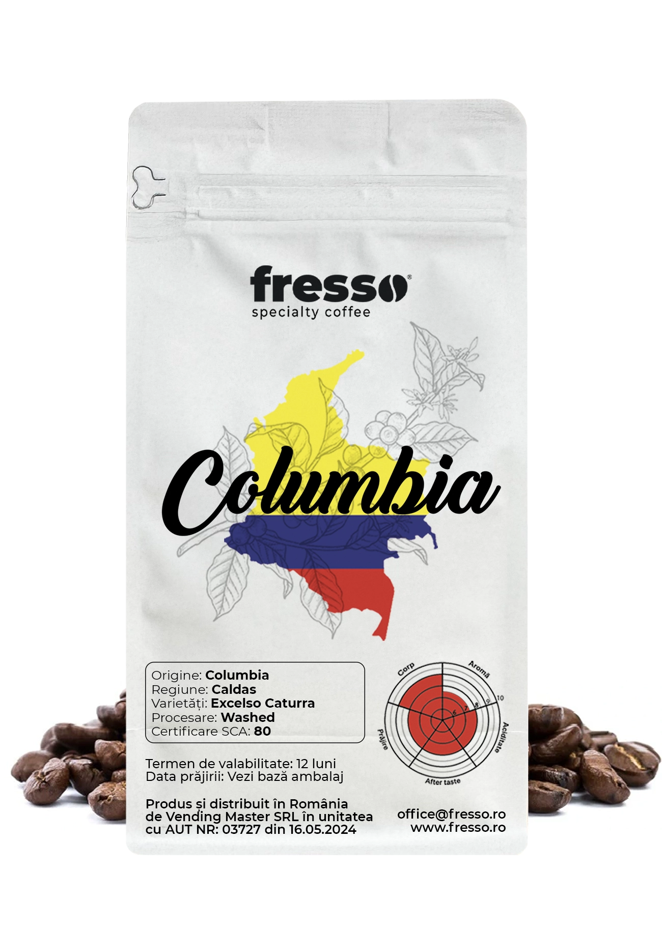 Cafea de specialitate - Fresso Columbia Caldas cafea boabe de origine proaspăt prăjită