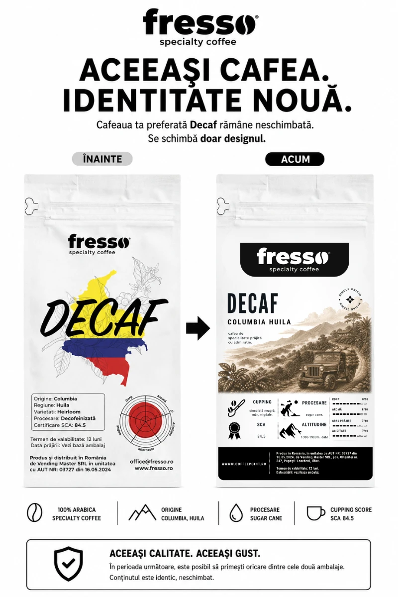 Cafea macinata - Fresso Columbia Huila cafea de specialitate decofeinizată proaspăt prăjită și măcinată