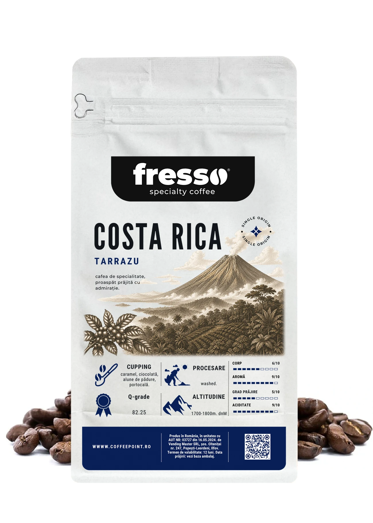 Cafea boabe Fresso - Fresso Costa Rica Tarrazu SHB cafea boabe de origine proaspăt prăjită