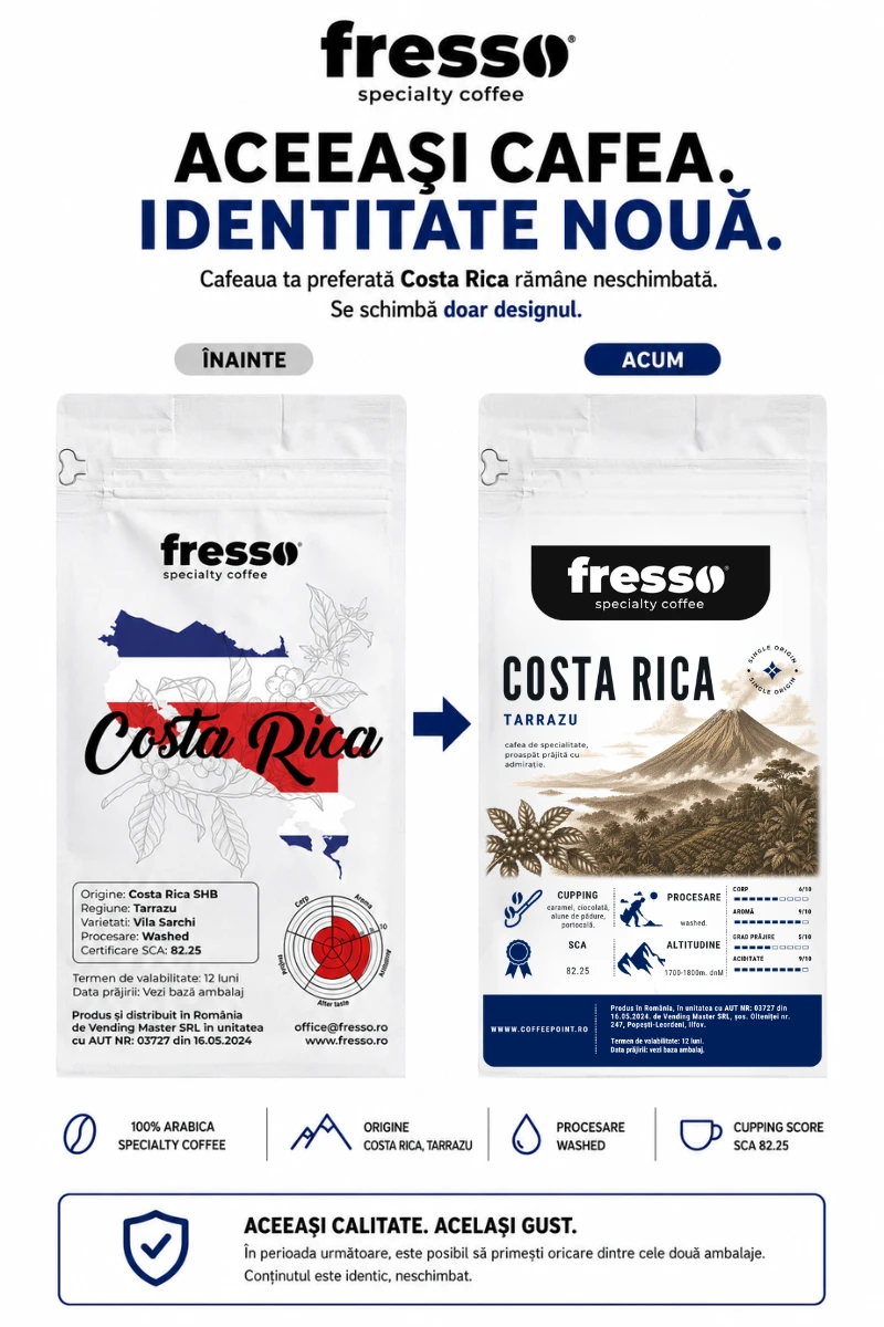 Cafea boabe Fresso - Fresso Costa Rica Tarrazu SHB cafea boabe de origine proaspăt prăjită