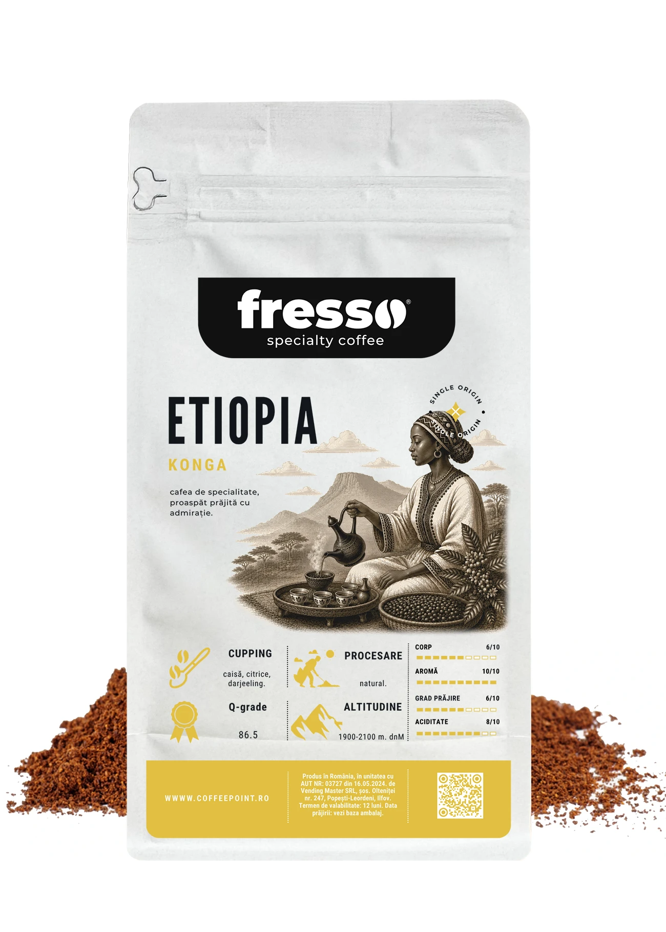 Cafea macinata - Fresso Etiopia cafea de specialitate proaspăt prăjită și măcinată