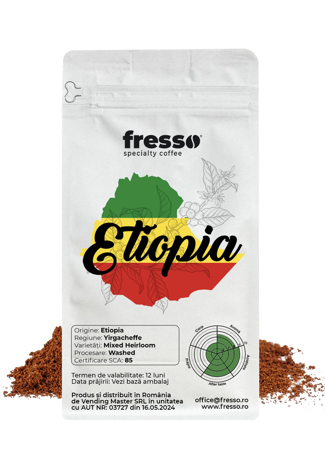 Cafea macinata - Fresso Etiopia Yirgacheffe cafea de origine proaspăt prăjită și măcinată