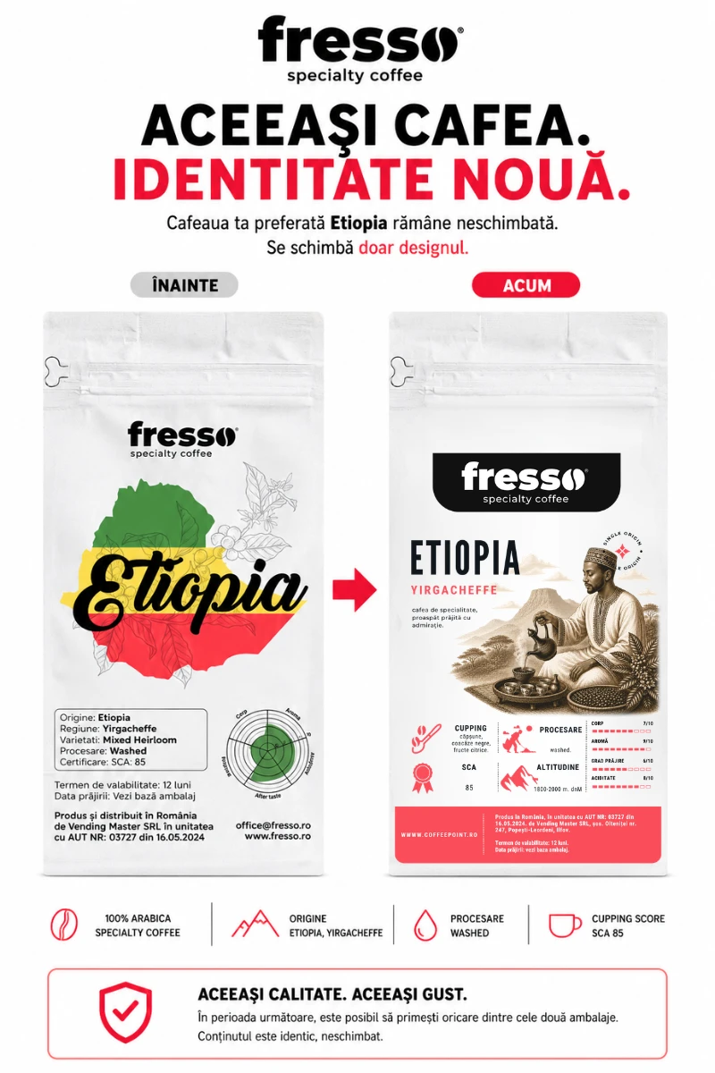 Cafea macinata - Fresso Etiopia Yirgacheffe cafea de origine proaspăt prăjită și măcinată