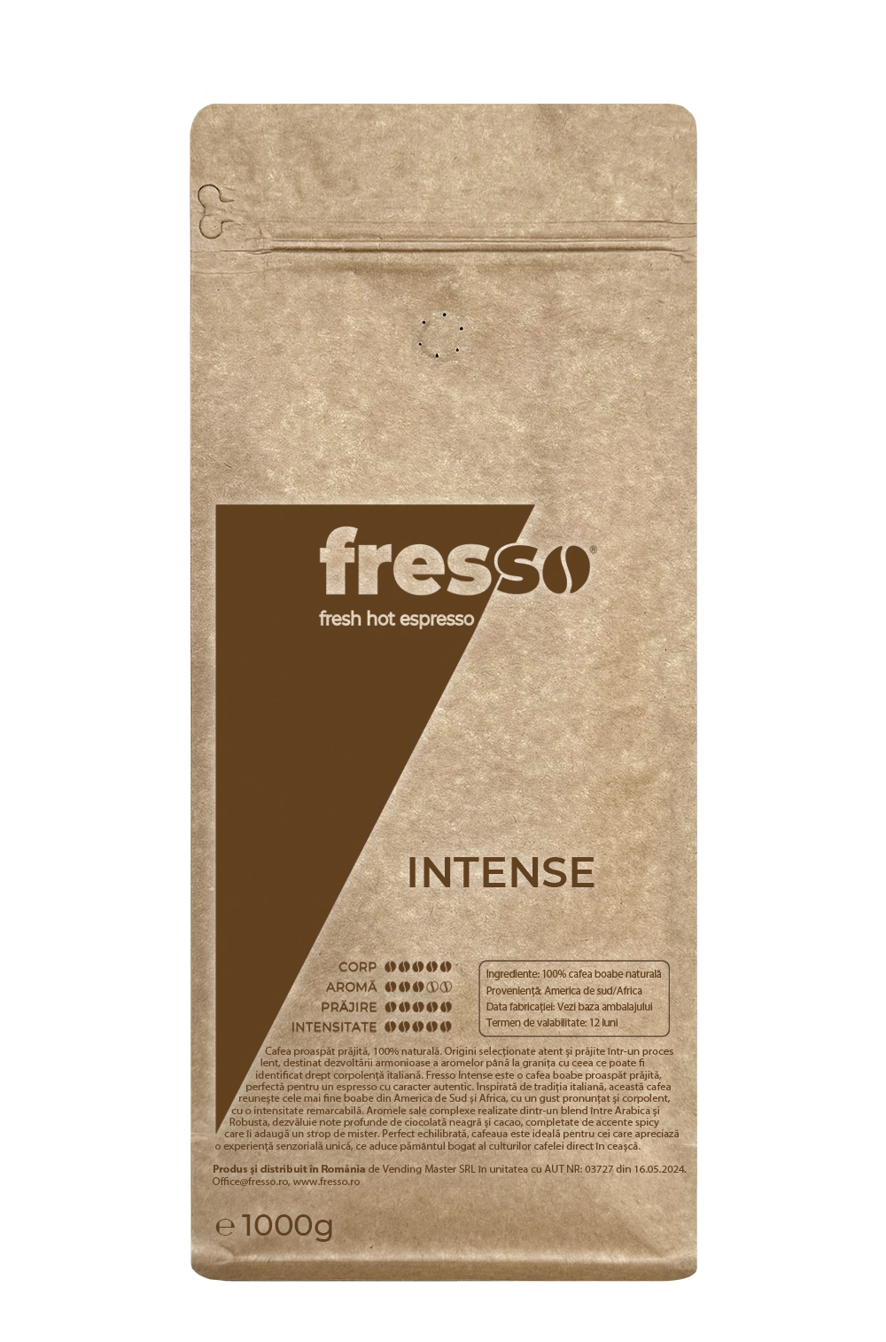 Cafea Boabe - Fresso Intense cafea boabe proaspăt prăjita vending 1kg
