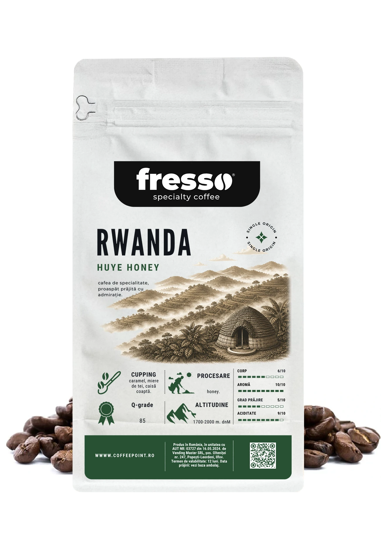 Cafea boabe Fresso - Fresso Rwanda cafea boabe de specialitate proaspăt prăjită
