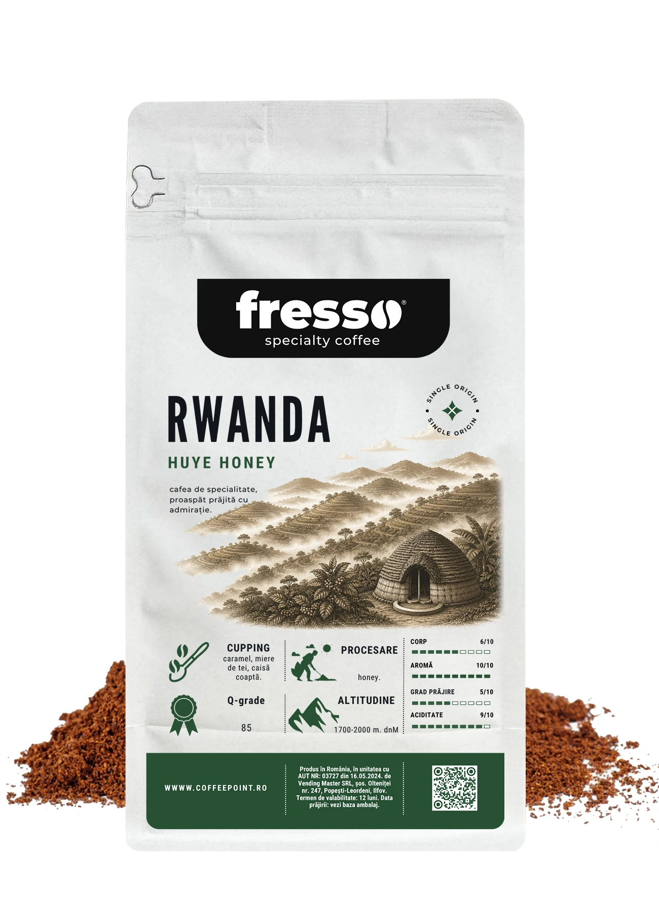 Cafea macinata - Fresso Rwanda cafea de specialitate proaspăt prăjită și măcinată