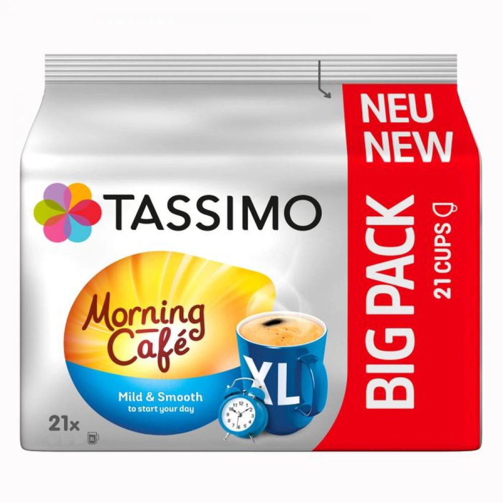 Capsule de Cafea - Jacobs Tassimo Morning Cafe Mild & Smooth XL capsule cafea 21 bauturi x 215 ml, 21buc 147g