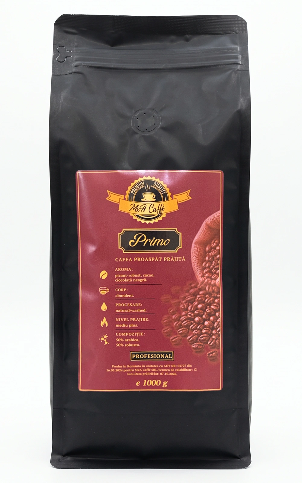 Cafea boabe 1kg - MxA Caffe Primo cafea boabe proaspat prajita 50% Arabica 1kg