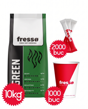 Pachete Promo - Pachet Fresso Green, pahare 12oz Fresso si zahar Fresso