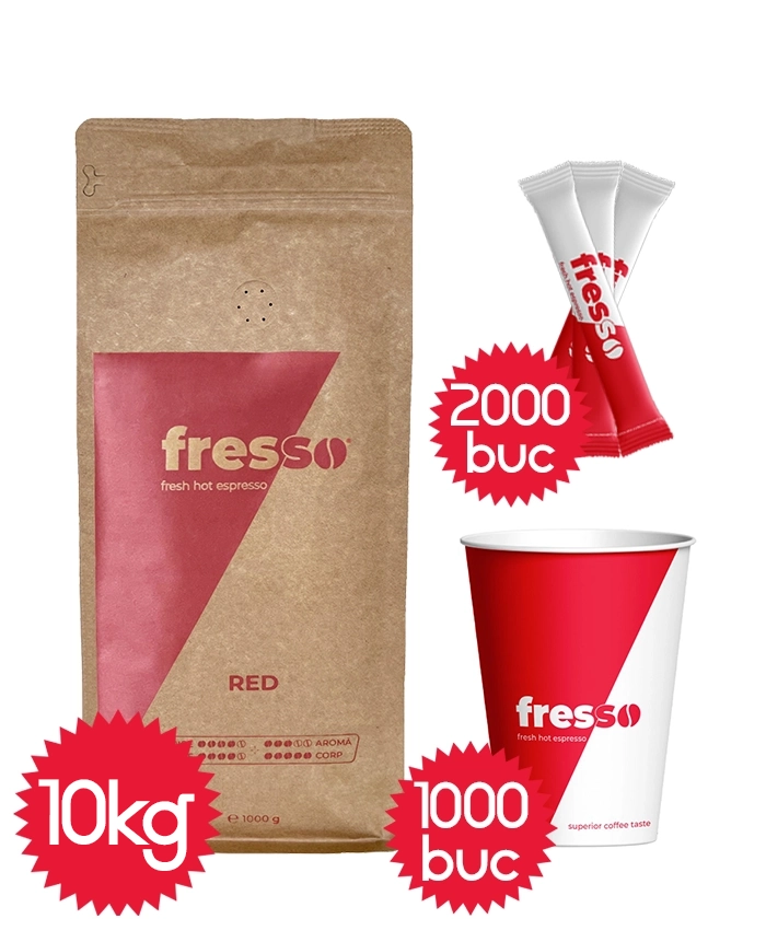 Pachete Promo - Pachet Fresso Red, pahare 8oz Fresso si zahar Fresso