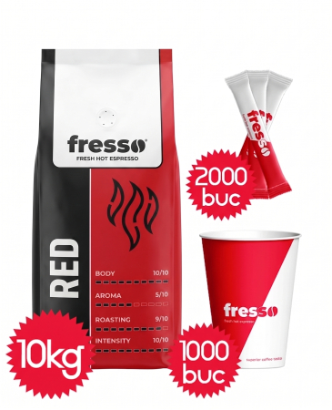 Pachete Promo - Pachet Fresso Red, pahare 8oz Fresso si zahar Fresso