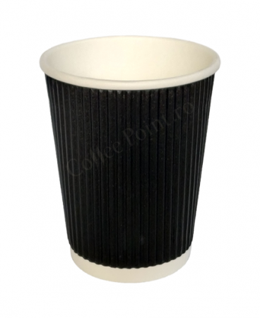 Pahare de cafea - Pahar carton Negru 12oz perete dublu 25buc