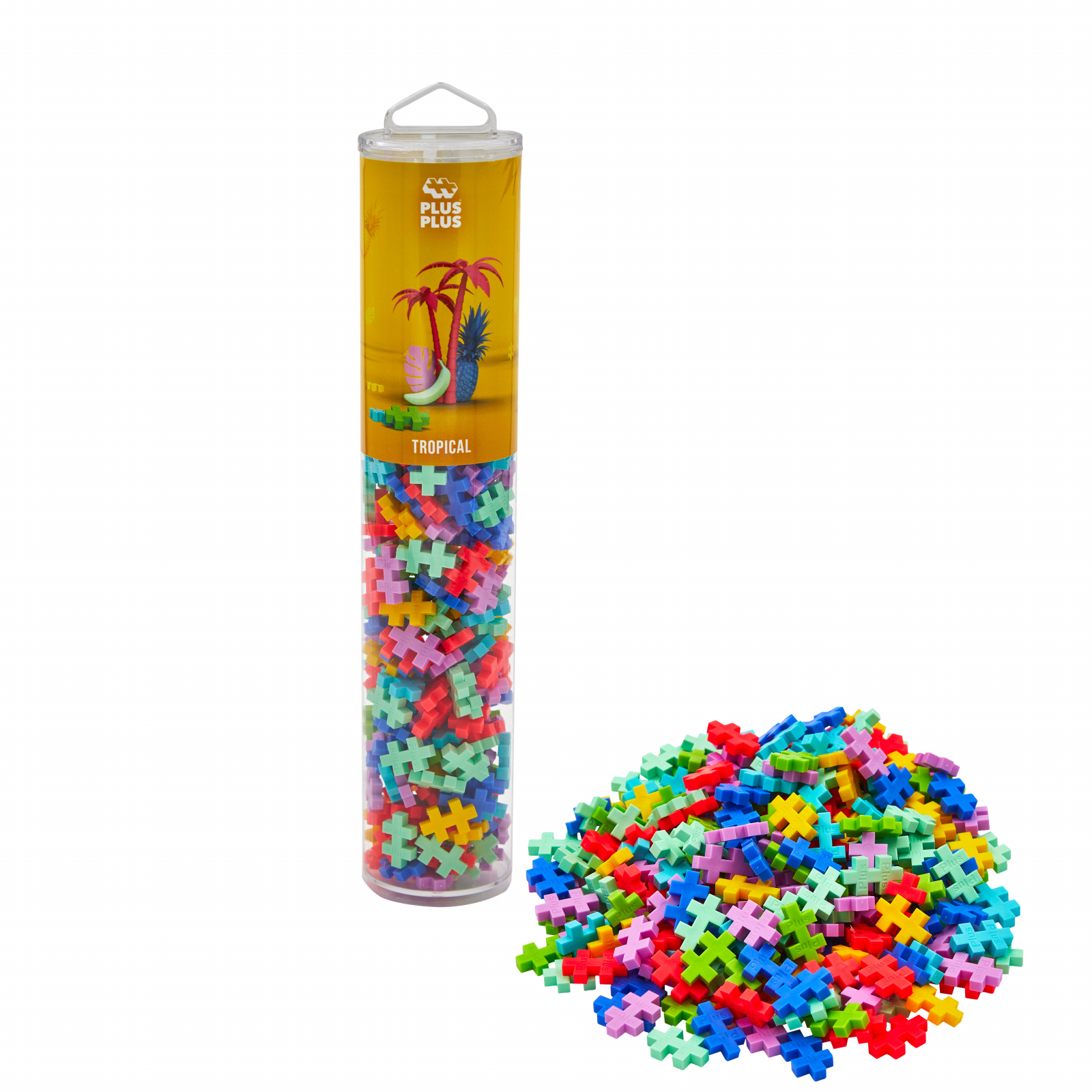 Set constructie Plus-Plus, tub 240 piese, Tropical Mix, culori tropicale [2]