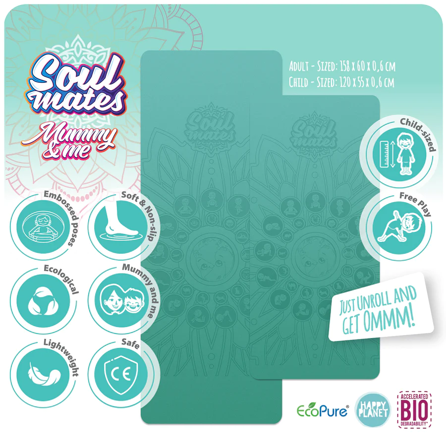 Set Yoga Mama-Copil, saltele asortate si carduri incluse - Earth, turcoaz [7]