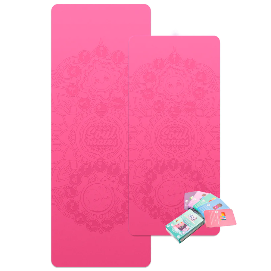 Noutati - Set Yoga Mama-Copil, saltele asortate si carduri incluse - Sun and Moon, roz