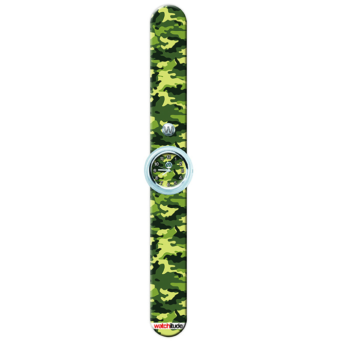 Ceas analog pentru copii cu bratara din silicon slap-on, Camuflaj de armata [3]