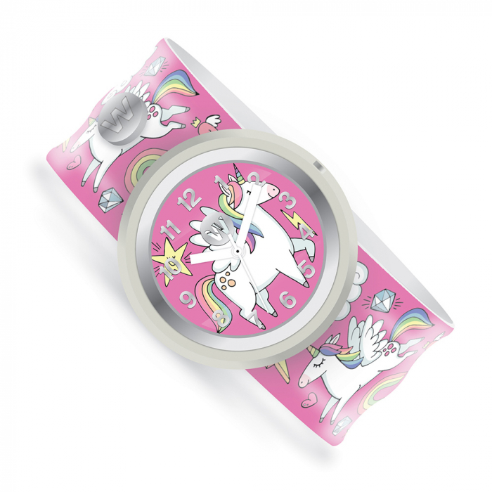 Ceas analog pentru copii cu bratara din silicon slap-on, Lumea unicornilor [2]