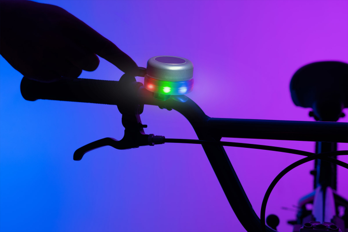 Clopoțel cu lumini LED multicolore pentru bicicletă, argintiu [5]