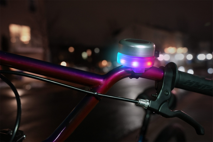 Clopoțel cu lumini LED multicolore pentru bicicletă, argintiu [3]
