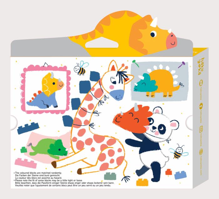 Creioane cerate interconectabile Block Crayons - Dinozaur Triceratops, Haku Yoka [5]