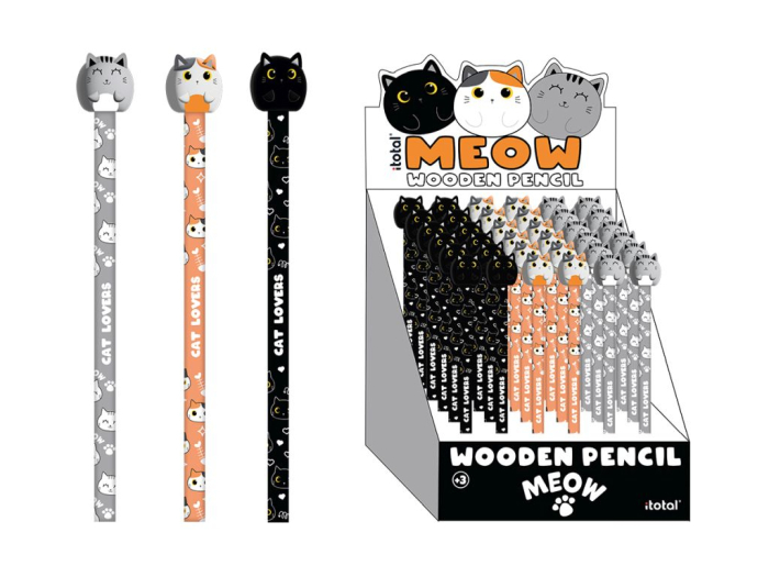 Creion HB, din lemn, design pisicute [1]