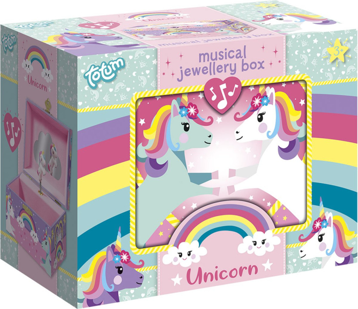 Cutie muzicala pentru bijuterii cu figurina unicorn si oglinda [2]