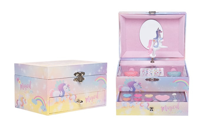 Cutie muzicala unicorn, cu trusa de machiaj si manichiura pentru copii, Treffina [1]