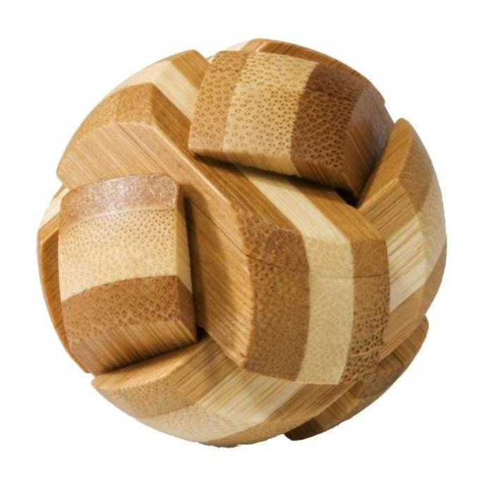 Joc logic IQ din lemn bambus Ball, cutie metal [1]