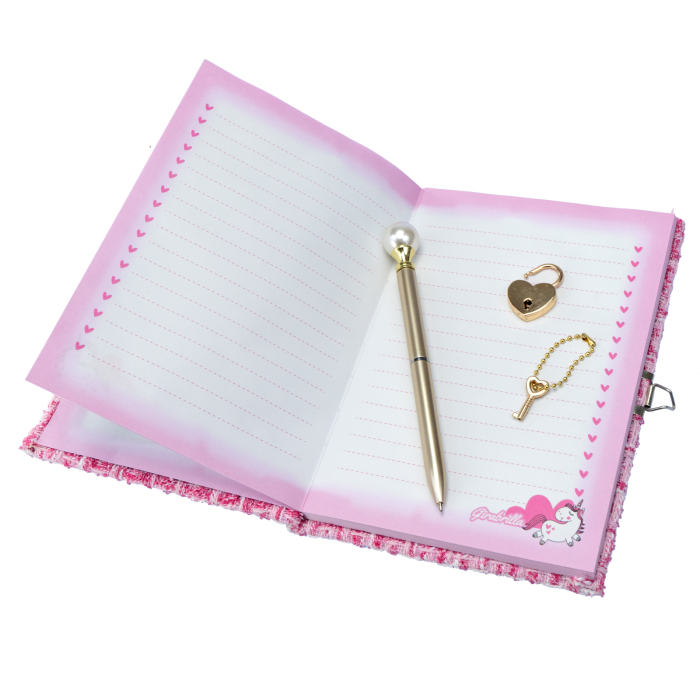 Jurnal Tweed Glamour Girabrilla – agendă cu copertă tweed, paiete și lacăt, pix inclus [4]