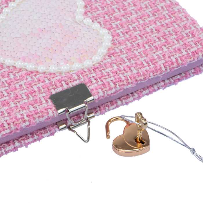 Jurnal Tweed Glamour Girabrilla – agendă cu copertă tweed, paiete și lacăt, pix inclus [3]