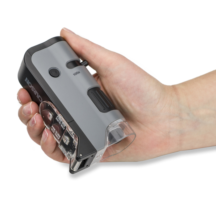 Microscop portabil cu LED si UV, cu adaptor de smartphone, include 24 de lamele pregatite, marire 100-250x, MicroFlip [7]